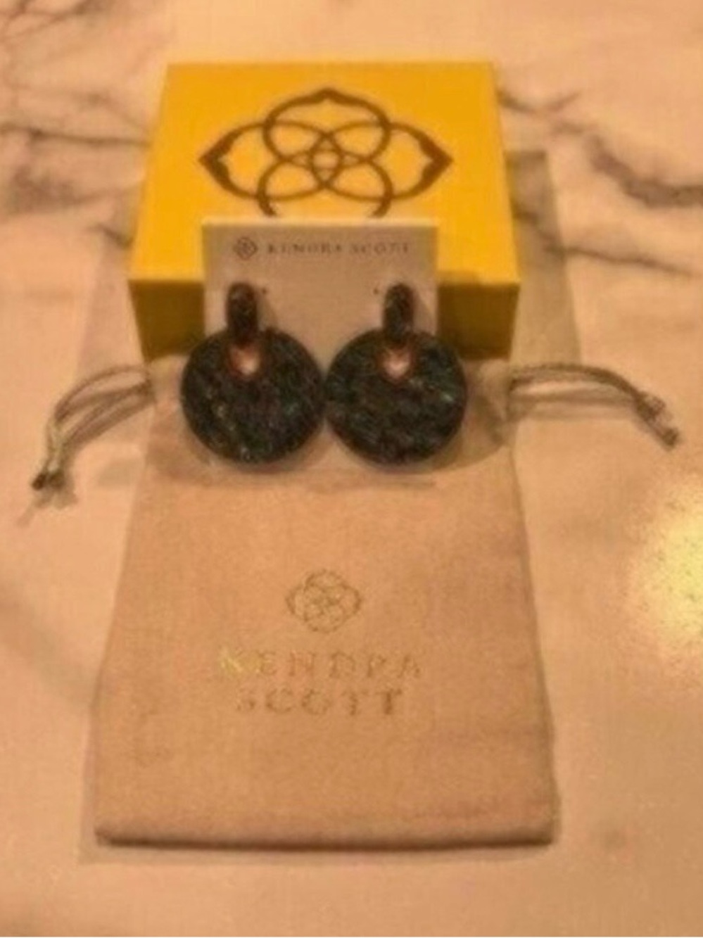 NWT Kendra Scott Didi Rose Gold Statement Earrings In Abalone Shell - Picture 3 of 6
